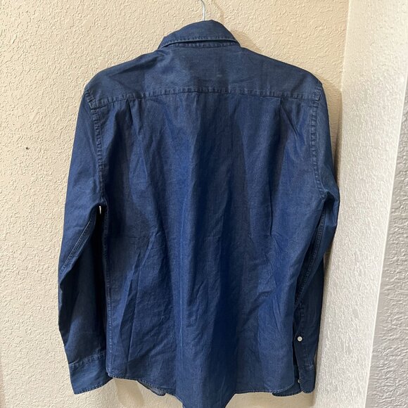 EUC Mott & Bow Denim Long-Sleeve Button Down Dress Shirt Casual Small S Banana - Picture 2 of 3